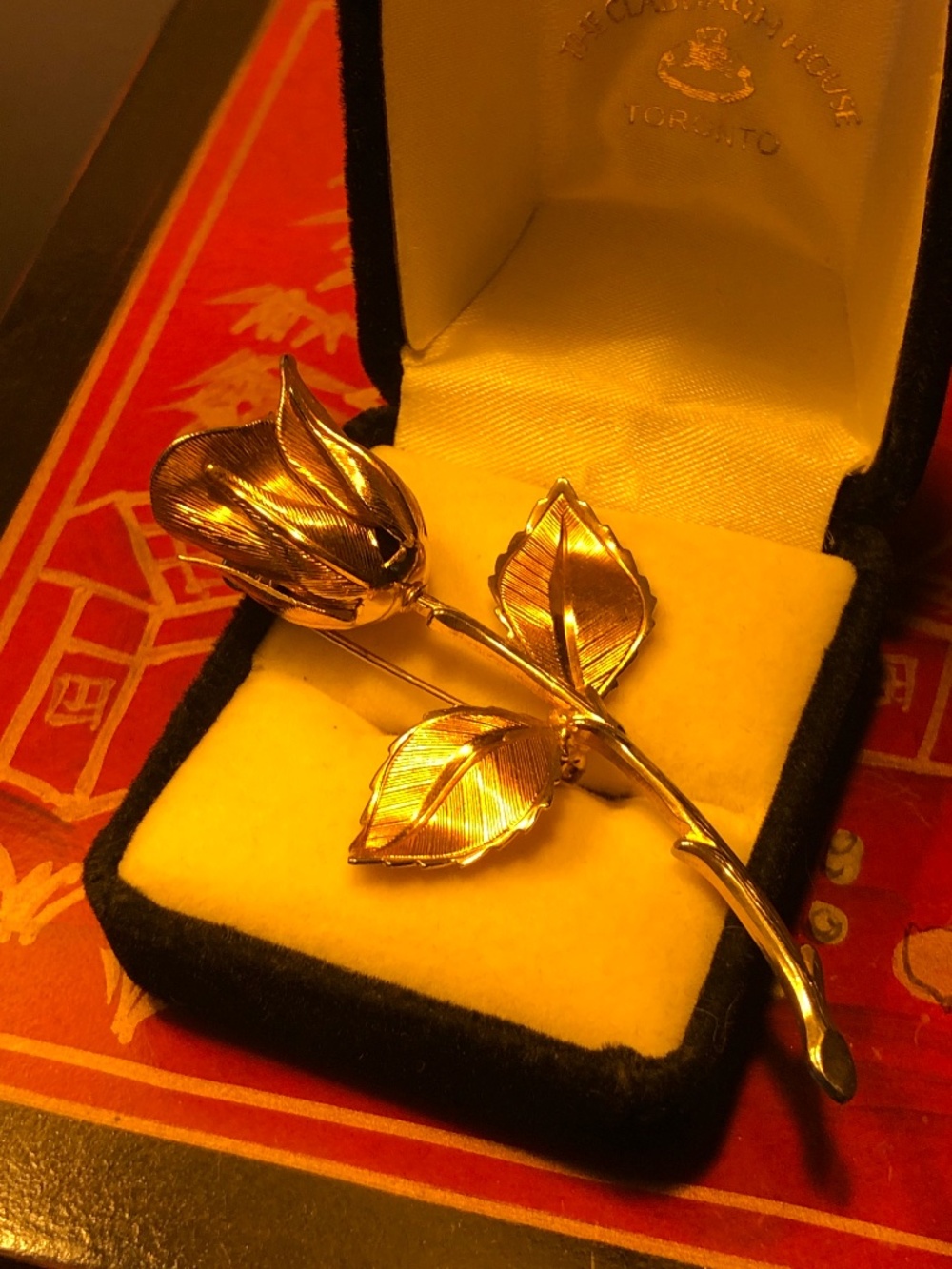 Vintage large rose brooch
